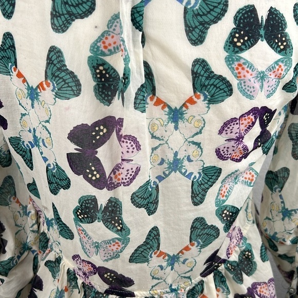 Maeve Anthropologie Butterfly Print Boho Long Sleeve Top Size 0 - Picture 6 of 8
